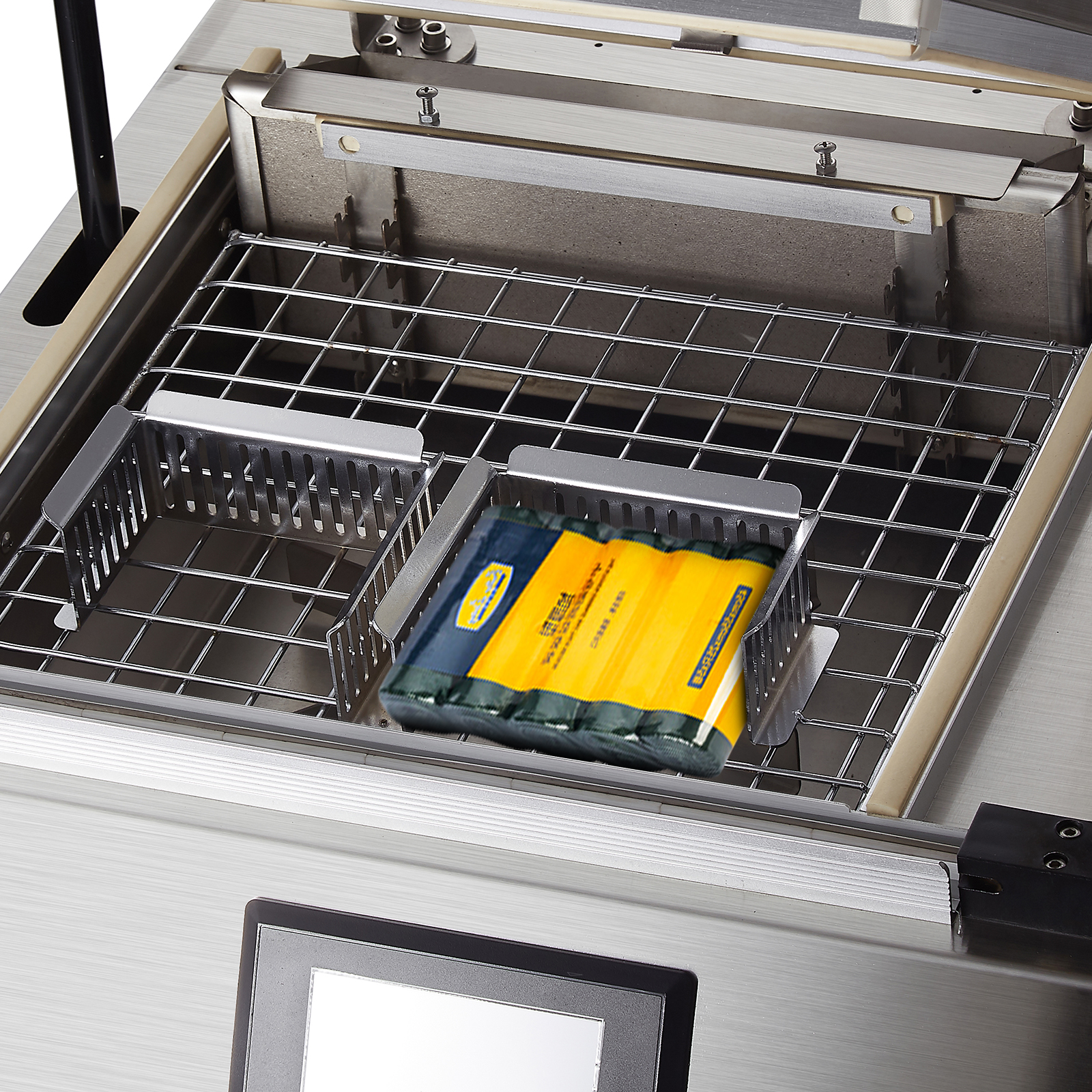 FM-3028不锈钢盒式密封，切割和收缩机，集成玻璃上盖上盖热收缩膜包装机