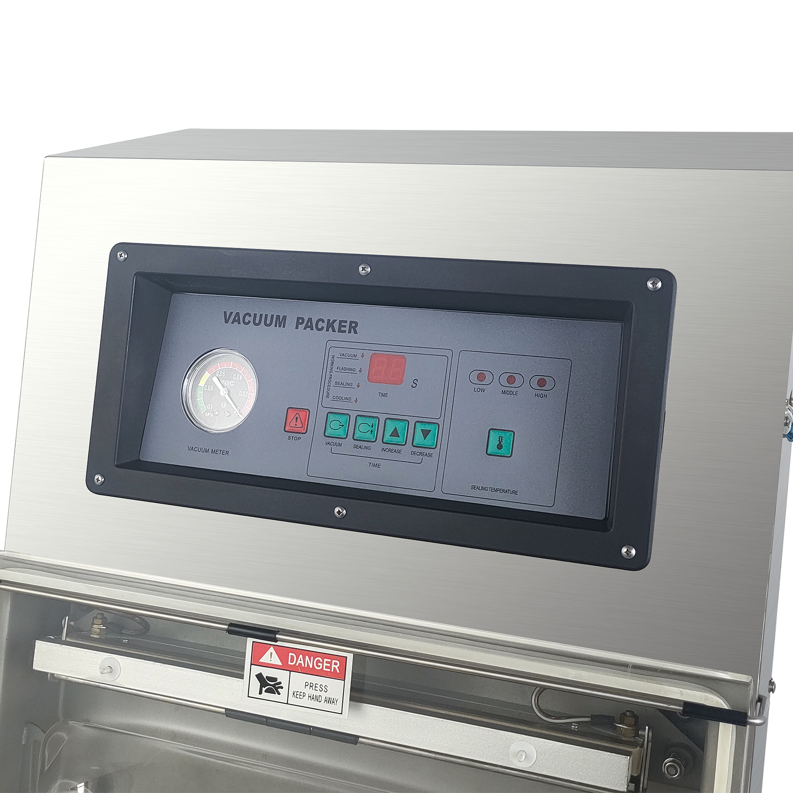 DZX-400 适用于直立袋的倾斜式真空封口机 - 带旋转轮的固定式设计，非常适合家庭和商业用途