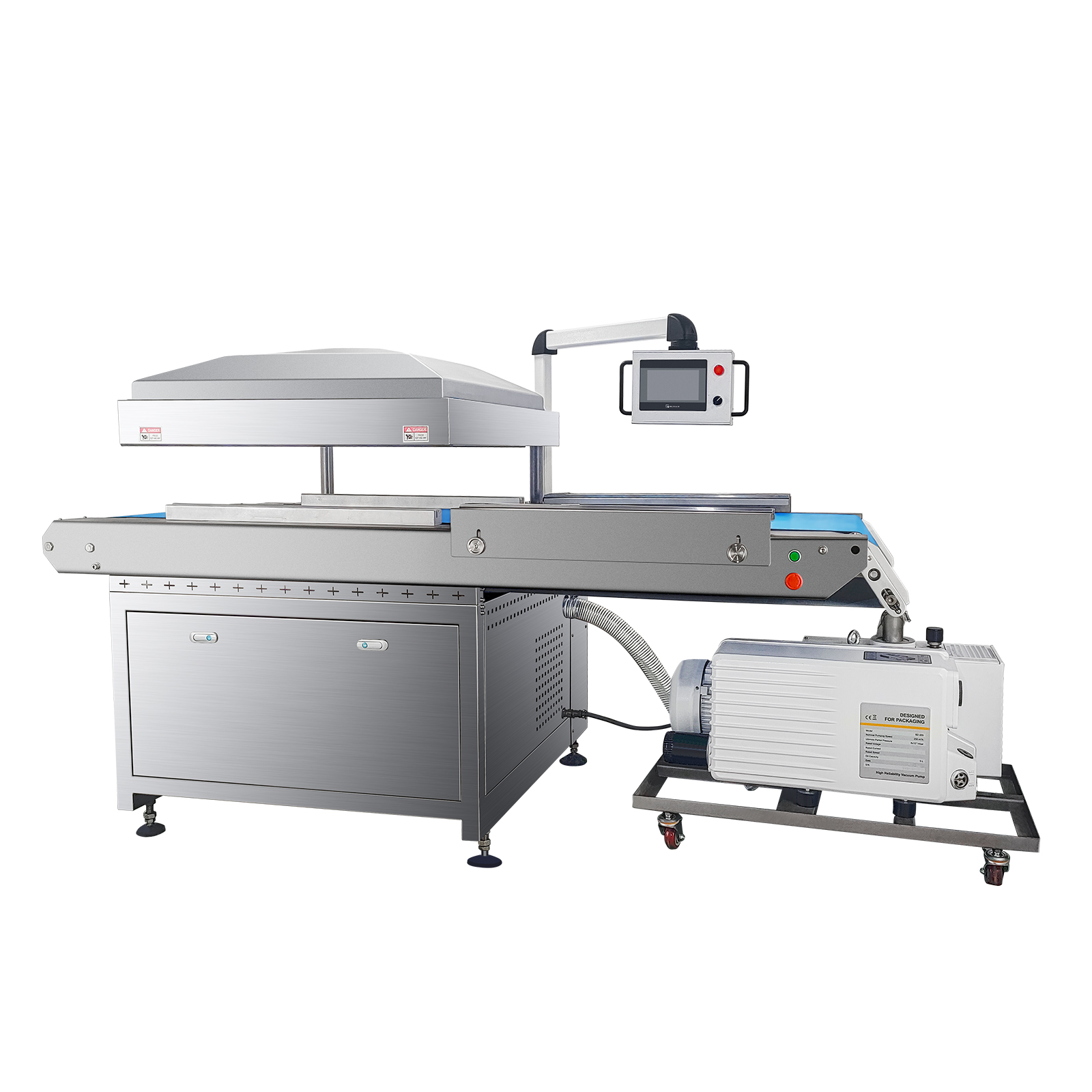 DZQ-800C全自动盒式皮带式牛肉真空封口机肉类食品连续真空包装机